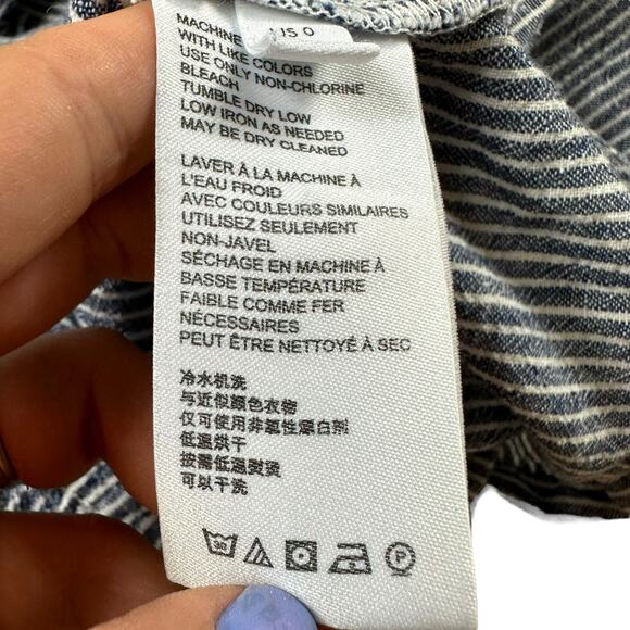 ANTHROPOLOGIE Blue White Striped Shorts Romper Women's Size 0 Nautical Preppy - Picture 7 of 9